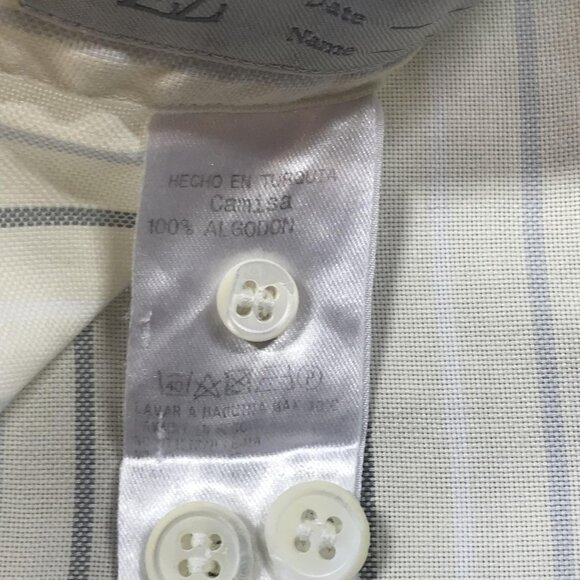 Ermenegildo Zegna Shirt Mens XL White Blue Stripe Long Sleeve Button Up Dress - Picture 11 of 11
